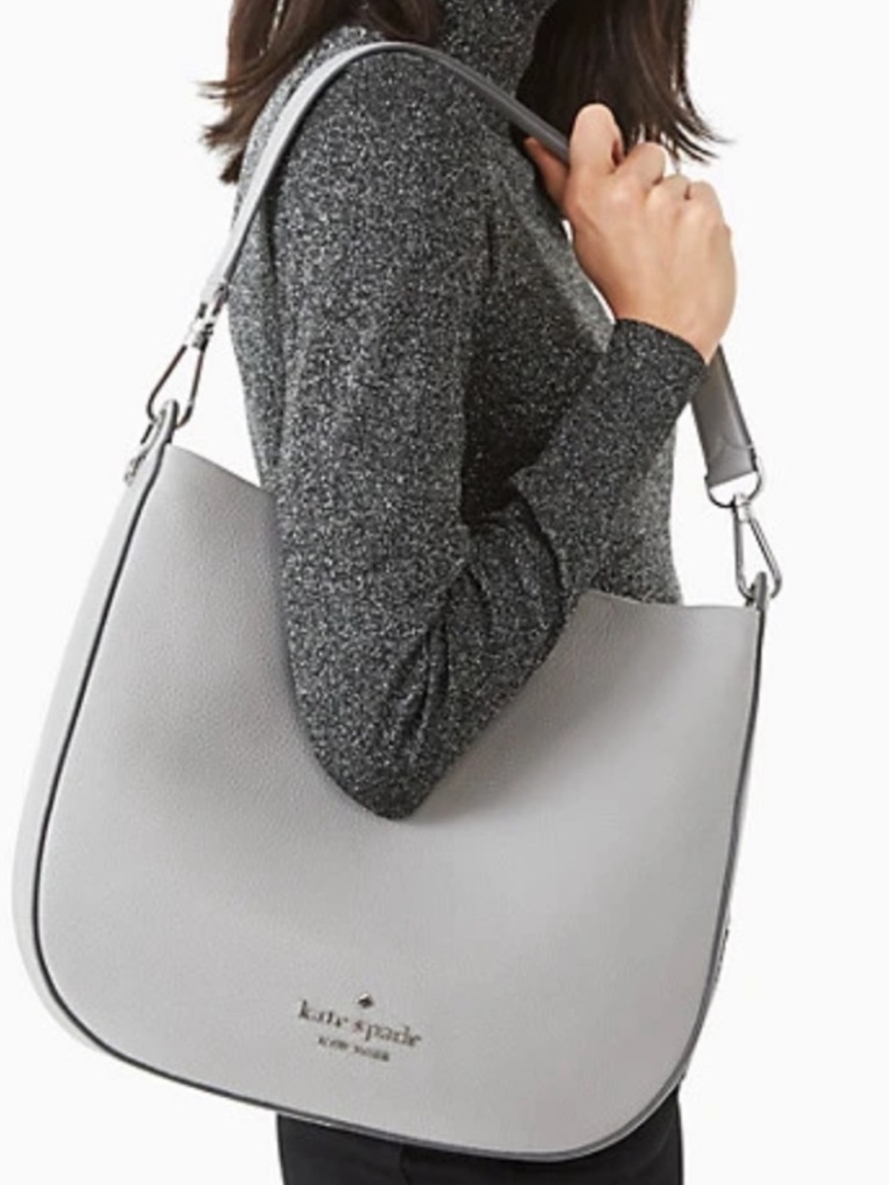 Kate Spade Grey Pebbled Leather Lexy Shoulder Bag
